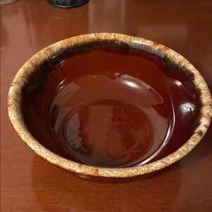 Vintage HP Co Hull Oven Proof Mixing Bowl Large Brown Drip Pattern EUC 10”